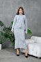 Women's Turtleneck Oversized Sweater Long Skirt Two-Piece Knitwear Set - 3
