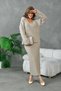 Women's V-Neck Ribbed Sweater Skirt Two-Piece Knit Set - 3