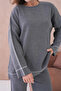 Women's Wide Neck Sweater Pants Two-Piece Knitwear Set - 2