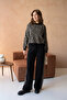 Women's Wide Collar Patterned Sweater Pants Two-Piece Knitwear Set - 3