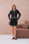 Women's Crew Neck Button Closure Jacket Skirt Two-Piece Knitwear Set - 3