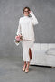 Women's Mock Neck Sweater Slit Long Skirt Two-Piece Knitwear Set - 5