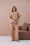 Women's Crew Neck Low Sleeve Sweater Pants Two-Piece Knitwear Set - 2