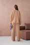 Women's Crew Neck Low Sleeve Sweater Pants Two-Piece Knitwear Set - 6