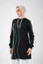 2298_Women's Hooded Ara Piped Detail Cotton Stretchy Long Sleeve Long Sweatshirt – Pique Hijab Sports Tunic - 4