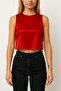 Women's Red Satin Side Tie Crop Bustier – Casual & Evening Outfits - 2