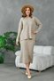 Women's Crew Neck Long Sweater Skirt Two-Piece Knitwear Set