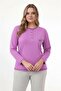Women's Crew Neck Buttoned Butterfly Embroidered Long Sleeve Plus Size Cotton Curve Nightgown - 4