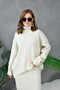 Women's Turtleneck Oversized Sweater Long Skirt Two-Piece Knitwear Set - 2