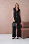 Women's V-Neck Button Detail Vest Pants Two-Piece Knitwear Set - 2