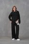 Women's Polo Neck Button Detail Sweater Pants Two-Piece Knitwear Set - 3