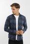 Long Sleeve Buttoned Paneled Plaid Printed Knitted Men's Shirt - 5