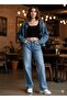 Stone-Embellished Low-Waist Palazzo Style Denim Jeans - 3
