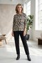 Women's Plus Size Black Ecru Zebra Pattern Crew Neck Long Sleeve Knitted Mom Blouse Sweater - 6