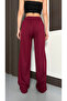 Women's Burgundy Side Striped Modal Wide Leg Baggy Sweatpants - 6