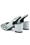 Estelle Silver Satin Stone Mesh Pointed Toe Thick Heeled Open Back Evening Dress Shoes - 6