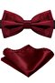 Burgundy Adjustable Satin Children's Bow Tie and Handkerchief Set - 3