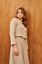 Beige Tweed Lined Midi Skirt - 4