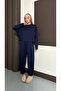 Women's Navy Blue Oversized Tracksuit Set Comfortable Fit Sweatshirt and Elastic Leg Bottom