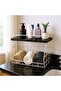 Bathroom Organizer with Wooden Marble Shelf - Can Be Wall Mounted and Used on Countertop, White - 5