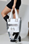 White Quilted Large Shoulder Crossbody Women's Parachute Fabric Bag - 4