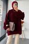 Sim Geçişli Oversized Women's Knitwear Sweater – Burgundy - 3