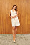 Cream Sleeveless Mini Dress with Pockets - 5