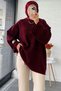 Sim Geçişli Oversized Women's Knitwear Sweater – Burgundy - 7