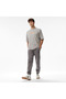 Star Chevron Printed Men's Oversized Fit Navy Blue Sweatpants