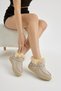 Women's Beige Thermo Sole Suede Look Fur and Tassel Casual Short Boots - 5