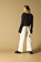 Navy Blue Perforated Lace-Like Knit Women's Sweater - 3