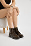 Women's Brown Thick Thermo Sole Buckle Lace-Up and Zippered Boots - 5