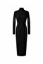 Black Mock Neck Long Sleeve Fit Midi Dress - 5