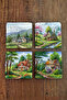 Natural Stone Coasters - Village Houses Printed Coasters 10X10Cm Ai Stone Coasters 578
