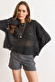 Women's Smoked Tiny Pompom Lace-Like Knit Cotton Knitwear Blouse Blz-19002336 - 4