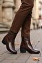 Brown Fur Heeled Women's Boots 1006 Z - 3