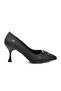 Black Satin Thin Heeled Women's Evening Dress Shoes Pc-55201 Z - 3