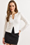 Women's White Double-Sided Hidden Zipper Flexible Blouse Blz-19003182