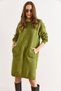 Women's Green Kangaroo Pocket Slit Knitwear Tunic Dress Elb-19002550 - 5