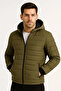 Men's Puffer Jacket with Hooded Zippers Water Repellent Quilted Lining Fabric Pockets Winter Comfortable