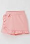 Girl's Shorts Skirt with Bow Accessories and Ruffles, Ages 3-8, Salmon - 3