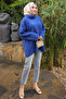 Cobalt Blue Turtleneck Casual Angora Soft Knitwear Sweater - 2