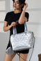 Women's Gray Quilted Large Shoulder Crossbody Parachute Fabric Bag - 4