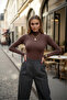 3-Piece Brown Finger-Looped Women's Bodysuit Set - 6