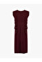 Sleeveless V-Neck Draped Detail Long Dress - 4