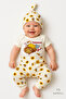 3-Piece Newborn Set “Auntie's Honey” Printed Short Sleeve Bodysuit Bee Flower Pattern Ribbed Pants Beanie