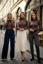 3-Piece Brown Finger-Looped Women's Bodysuit Set - 3
