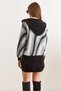 Women's Black Hooded Beard Detailed Long Buttoned Cardigan Hrk-19000448 - 5