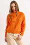 Women's Orange Mock Neck Mid-Hair Braided Knitwear Sweater Kzk-19000912 - 6