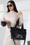 Black Quilted Large Shoulder Crossbody Women's Parachute Fabric Bag - 5